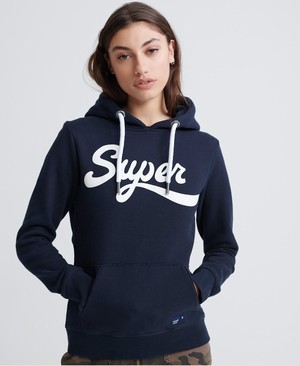 Superdry Super Wrap Uni Női Kapucnis Pulóver Sötétkék | ZARGY5189